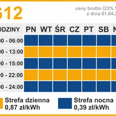 Taryfa G12 godziny zima: godziny tańszego prądu w sezonie zimowym