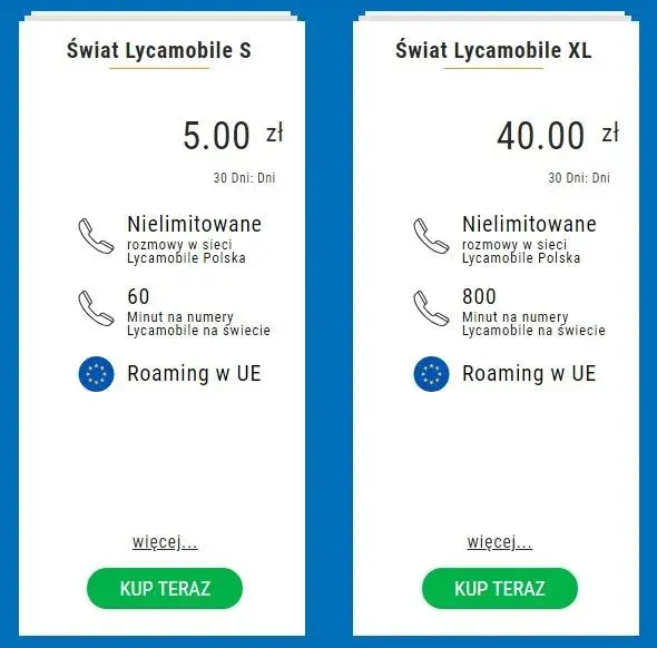 Porównanie i najlepsze oferty pakietów internetowych w Lycamobile
